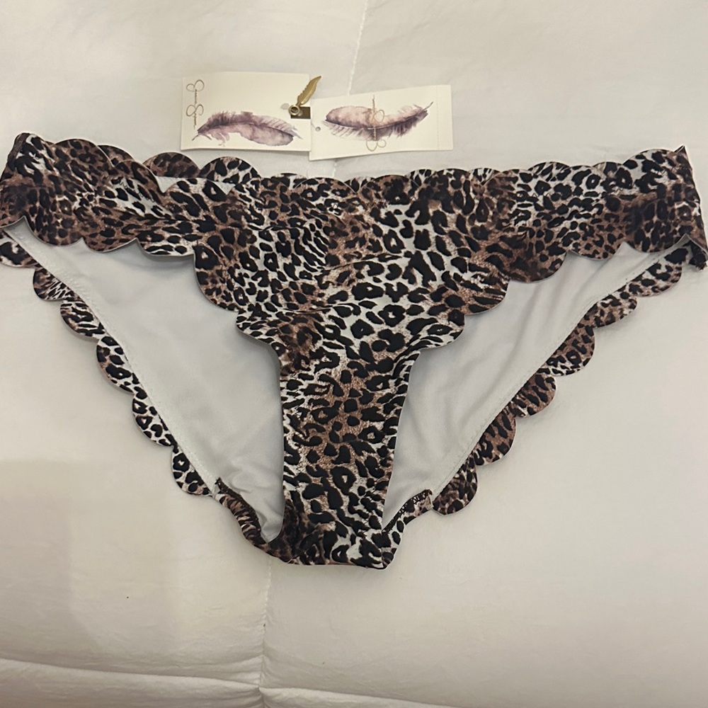 Jessica Simpson Leopard Print Scalloped Women's bathing suit bottoms